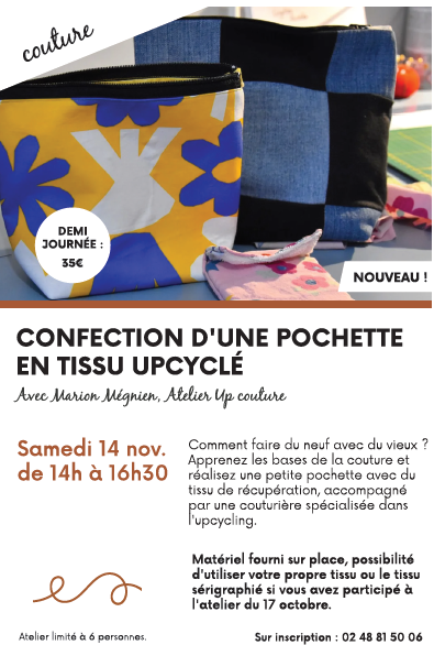 Confection d’une pochette en tissu upcyclé Maison du Fil au Tartan Aubigny-sur-Nère 2026-11-14 Confection d'une pochette en tissu upcyclé