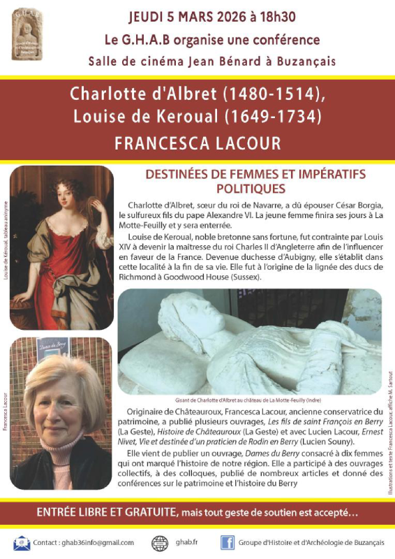 Conférence Charlotte d'Albret et Louise de Keroual