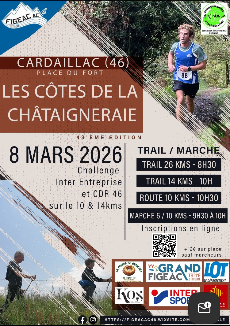 Course Pédestre Côtes de la Châtaigneraie à Cardaillac