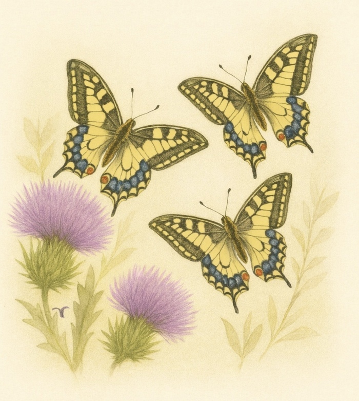 Démonstration : le vol des Machaons Jardin de la Dame Blanche Les Damps