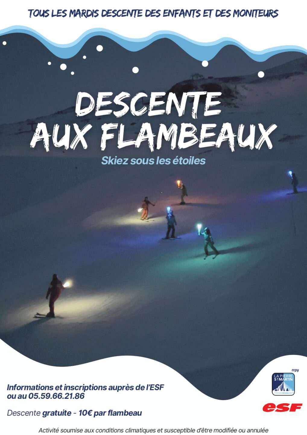 Descente aux flambeaux des enfants et moniteurs