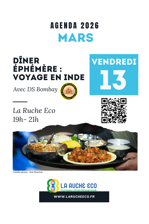 Dîner éphémère à la Ruche Eco Voyage en Inde avec DS Bombay