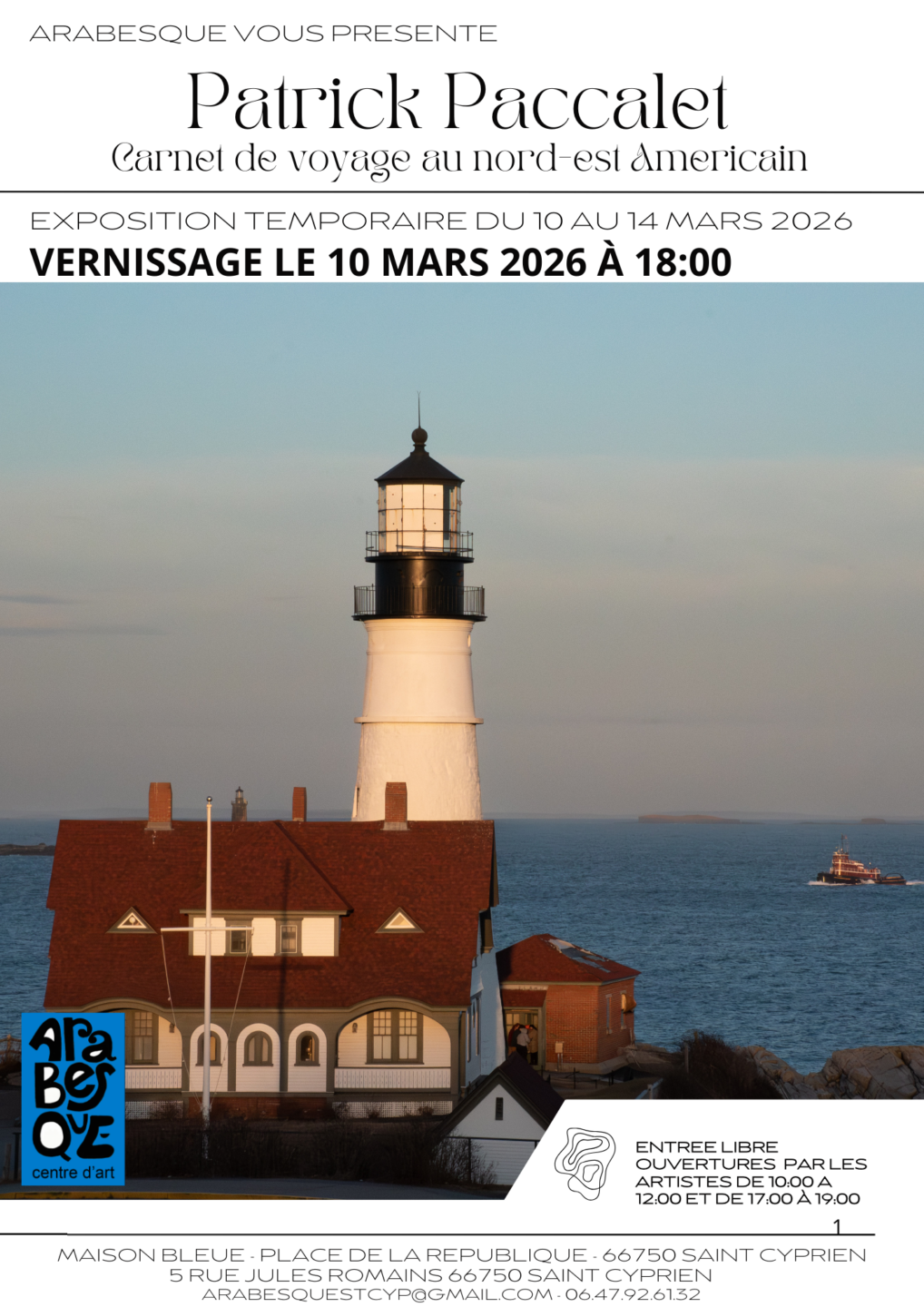 EXPOSITION PATRICK PACCALET CARNET DE VOYAGE AU NORD-EST AMÉRICAIN CHEZ ARABESQUE