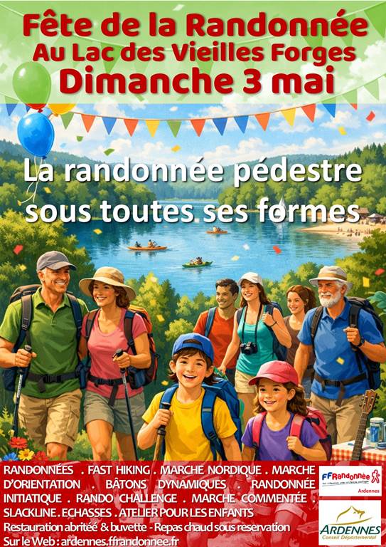 Fête de la randonnée au lac des Vieilles Forges Lac des vieilles Forges Les Mazures 2026-05-03 Fête de la randonnée au lac des Vieilles Forges