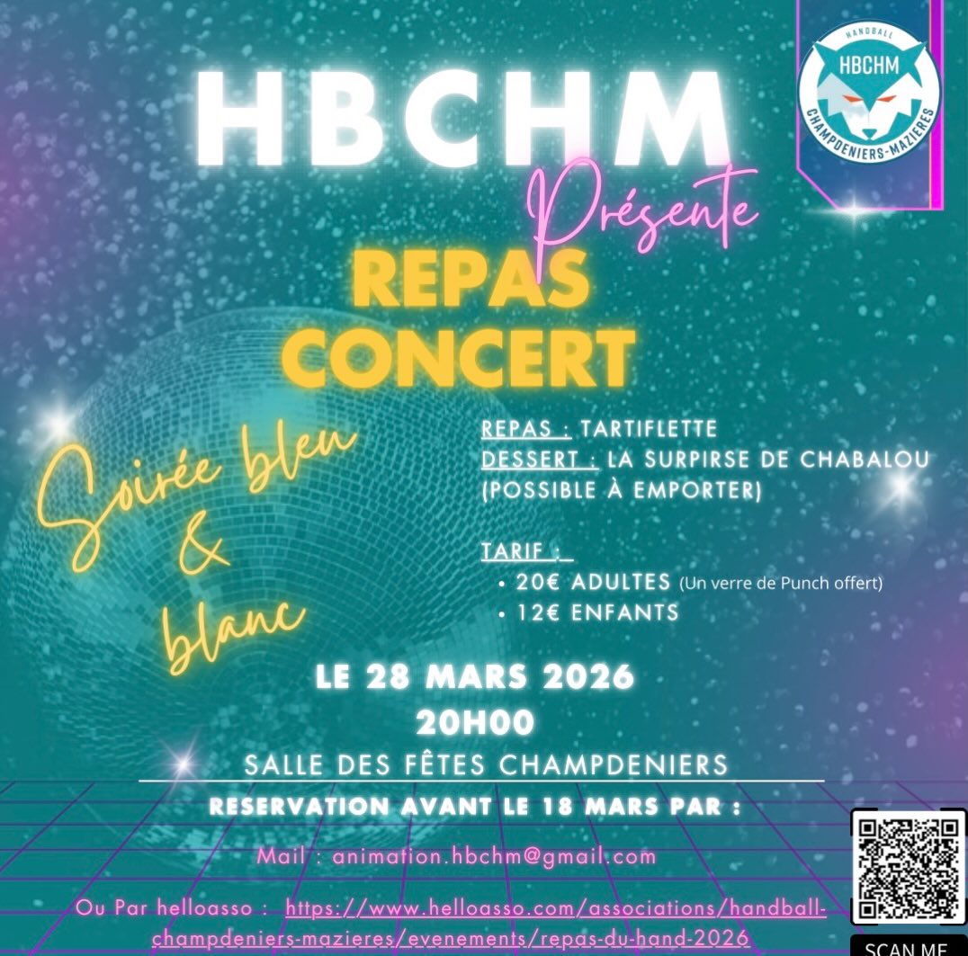 HBCHM Soirée bleu & blanc Salle des fêtes Champdeniers 2026-03-28 HBCHM Soirée bleu & blanc
