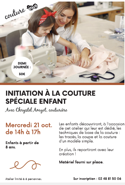 Initiation à la couture spéciale enfant Maison du Fil au Tartan Aubigny-sur-Nère 2026-10-21 Initiation à la couture spéciale enfant