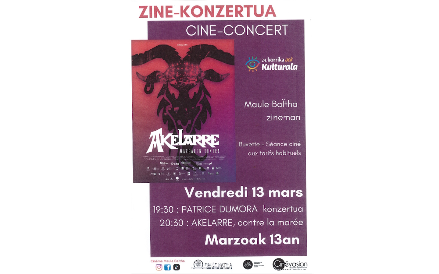 Korrika kültürala ciné-concert Patrice Dumora et Akelarre