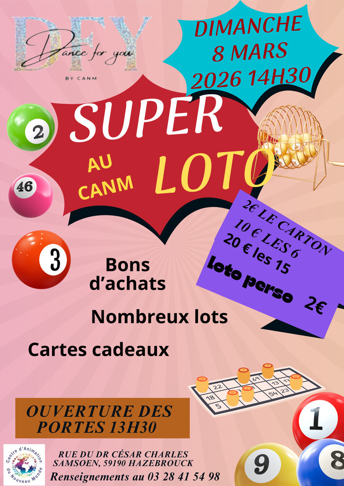Le Grand Loto du CANM Centre d’Animation du Nouveau Monde Hazebrouck Le Grand Loto du CANM Centre d'Animation du Nouveau Monde Hazebrouck