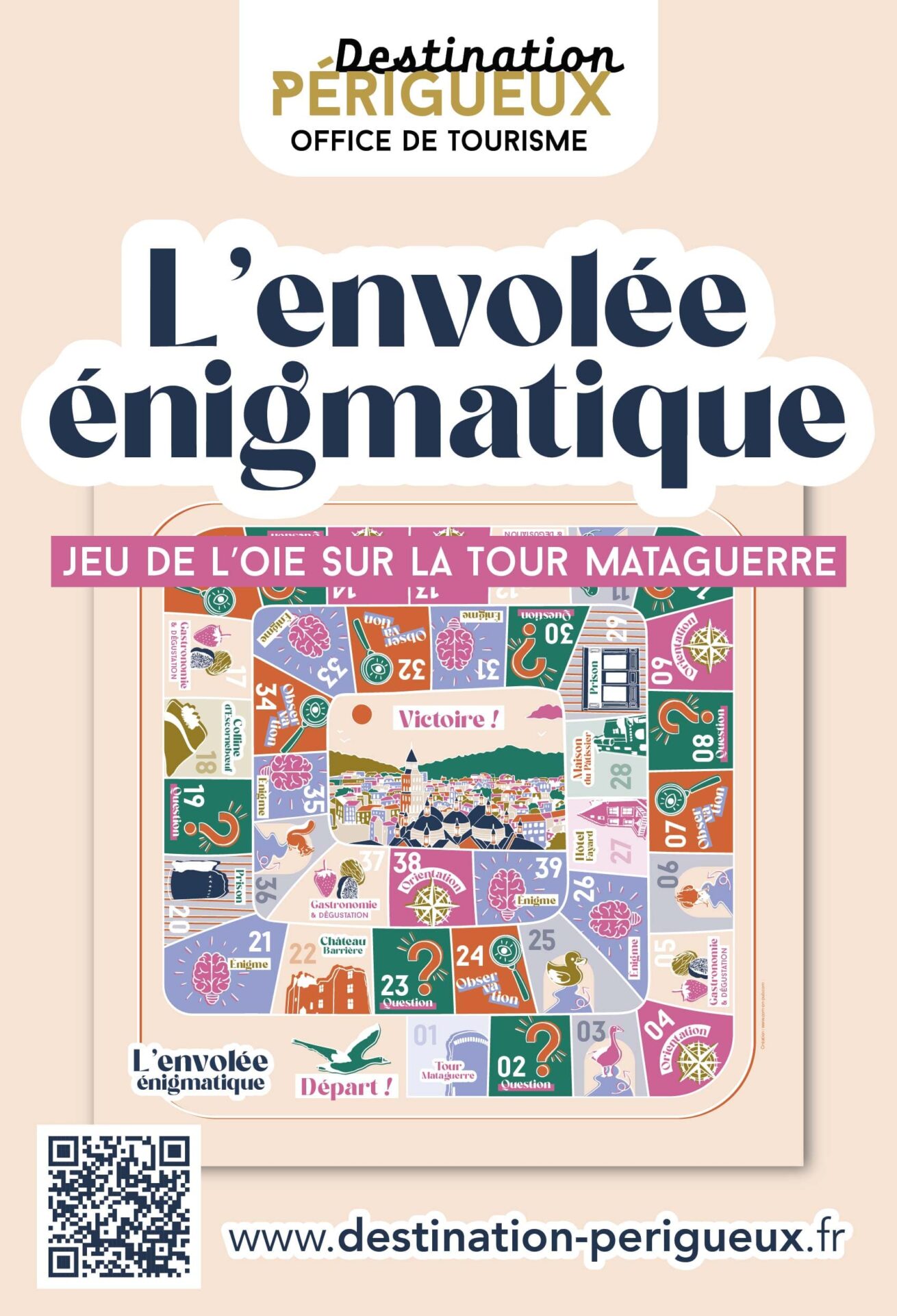 L&rsquo;envolée énigmatique Jeu de l&rsquo;oie sur la Tour Mataguerre Office de tourisme Destination Périgueux Périgueux