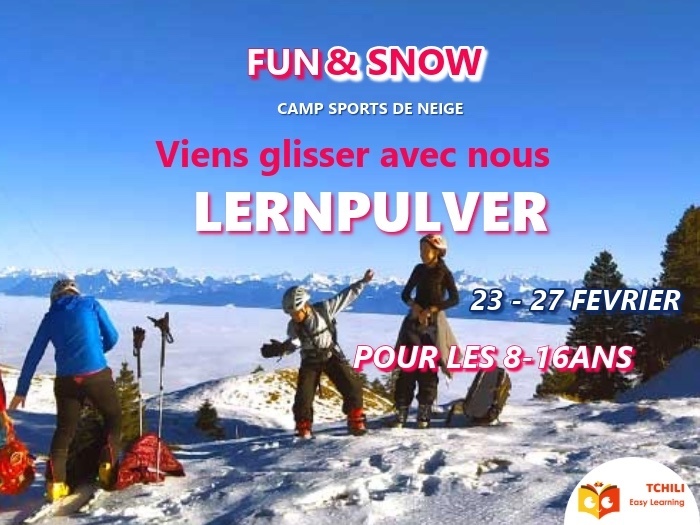 LernPulver Camp d’hiver – Sports de neige pour pratiquer et apprendre l’allemand en s’amusant! P+R du Trèfle-Blanc Genève LernPulver Camp d'hiver – Sports de neige pour pratiquer et apprendre l'allemand en s'amusant! P+R du Trèfle-Blanc Genève