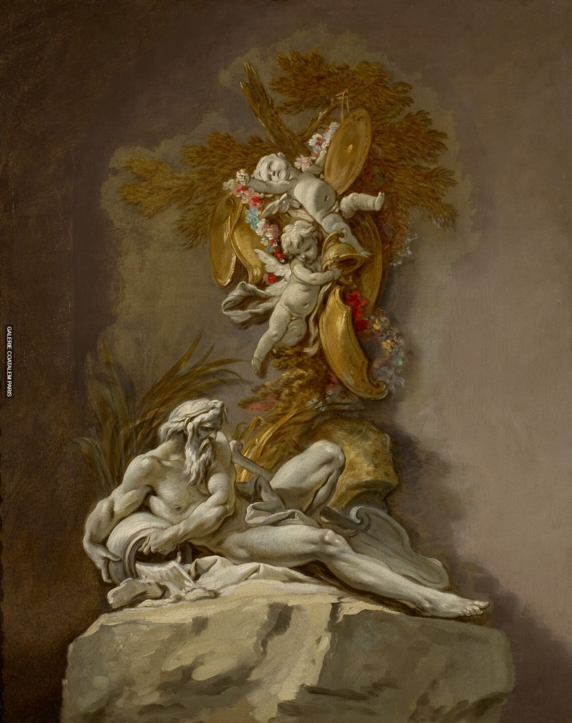 Études des dieux fleuves par François Boucher, exposition passée de la galerie Éric Coatalem