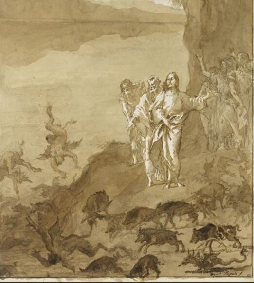 La guérison du possédé de Gadara, œuvre attribuée à Giandomenico Tiepolo