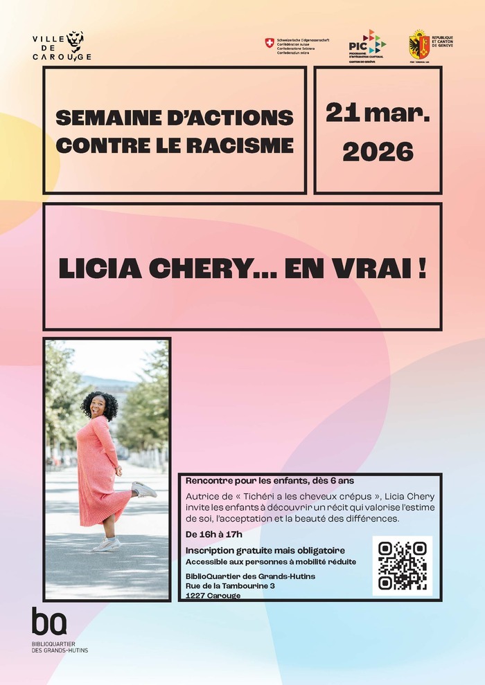Licia Chery... en vrai ! : rencontre pour les enfants dès 6 ans BiblioQuartier des Grands-Hutins Genève