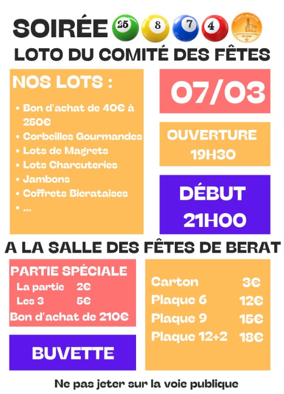 LOTO COMITE DES FETES BERAT
