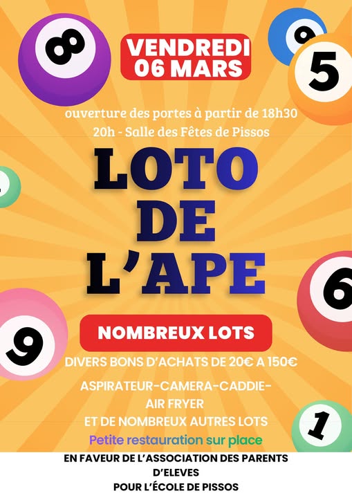 Loto de l'APE pour l'école de Pissos