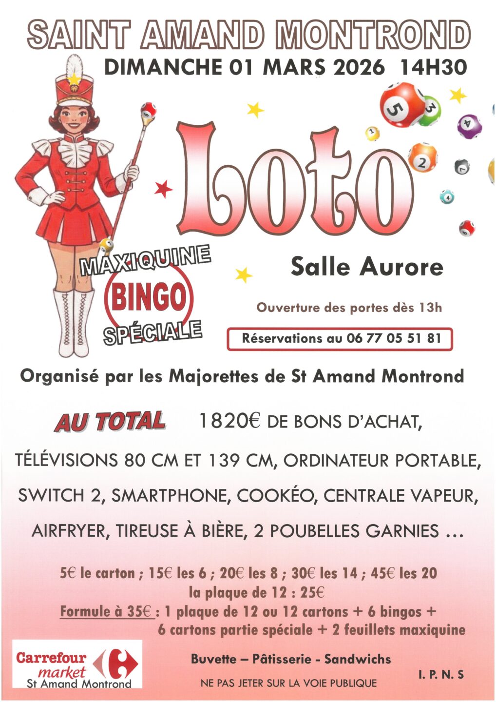 Loto des Majorettes de Saint-Amand-Montrond Rue des Orpailleurs Saint-Amand-Montrond 2026-03-01 Loto des Majorettes de Saint-Amand-Montrond