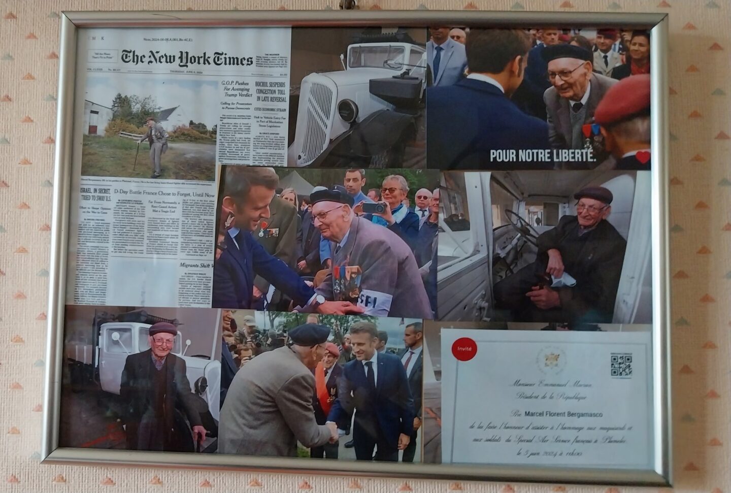 Marcel Bergamasco et le président Emmanuel Macron à Plumelec