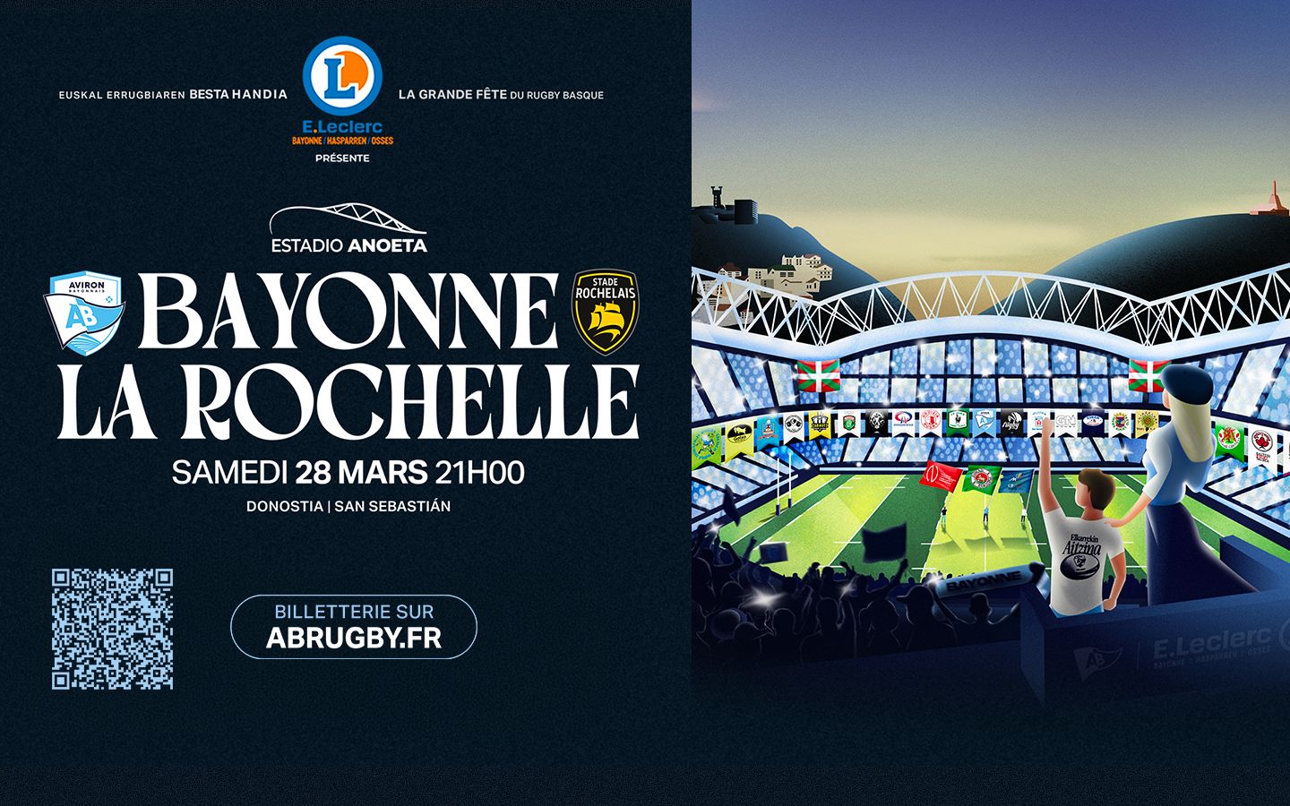 Match Aviron Bayonnais VS Stade Rochelais à Anoeta