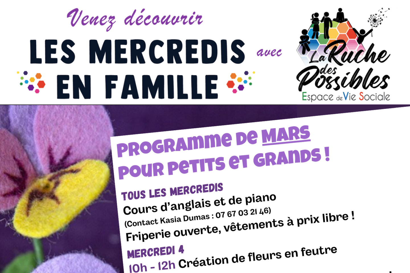Mercredi en famille Atelier de création de fleurs en feutre