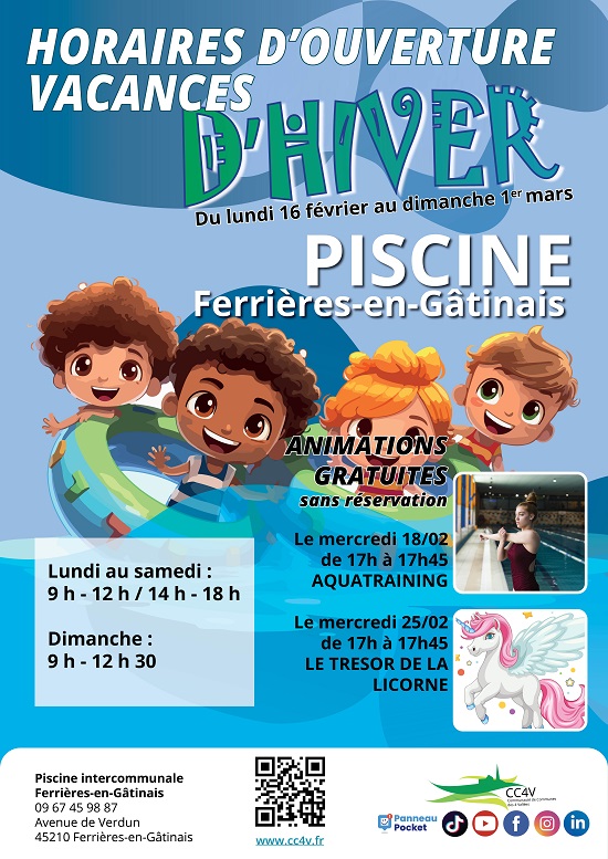 Ouverture piscine de Ferrières Vacances d'hiver