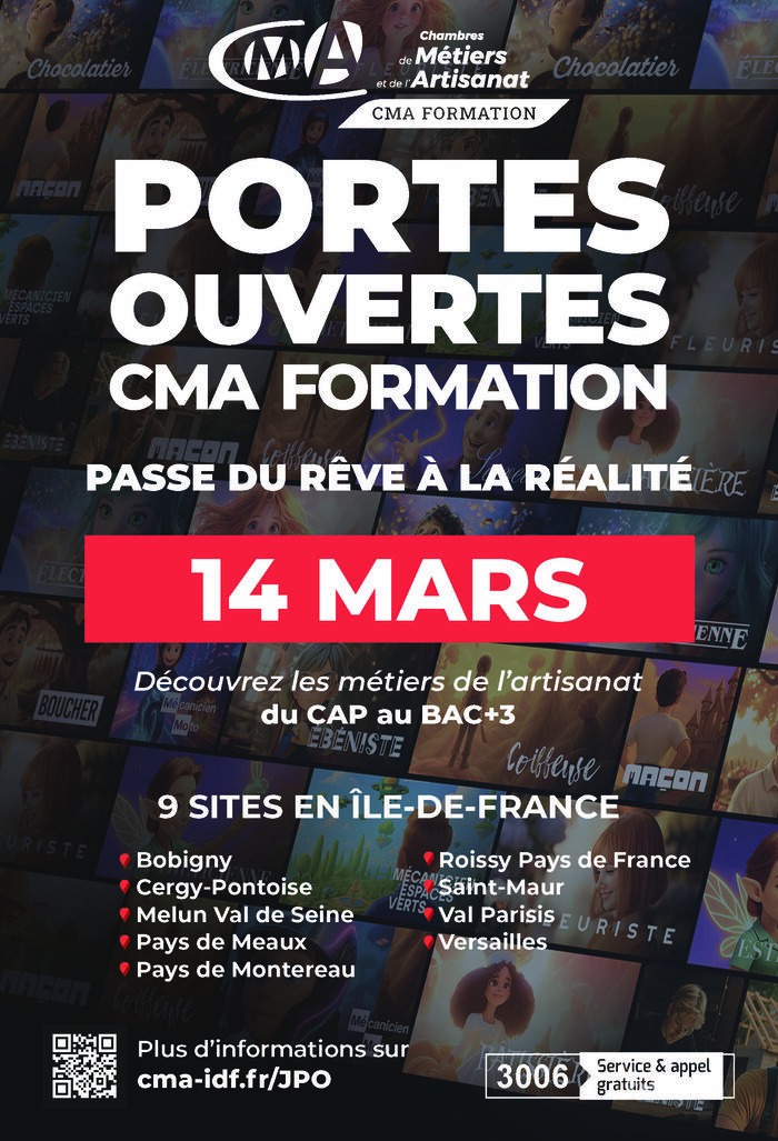 Passe du rêve à la réalité en venant aux portes ouvertes de CMA Formation ! CMA Formation IDF Paris