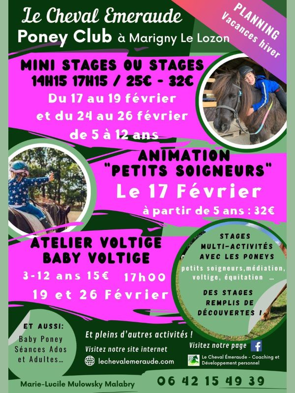 Planning vacances d’hiver 2026 au Cheval Emeraude 1 La Grande Maison Marigny-Le-Lozon 2026-02-17 Planning vacances d'hiver 2026 au Cheval Emeraude