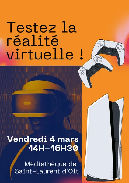 Playstation 5 avec casque de réalité virtuelle à la médiathèque de Saint Laurent d'Olt