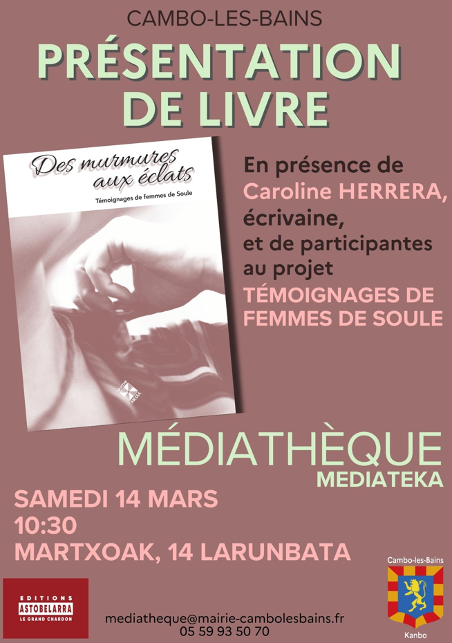 Présentation de livre Des murmures aux éclats