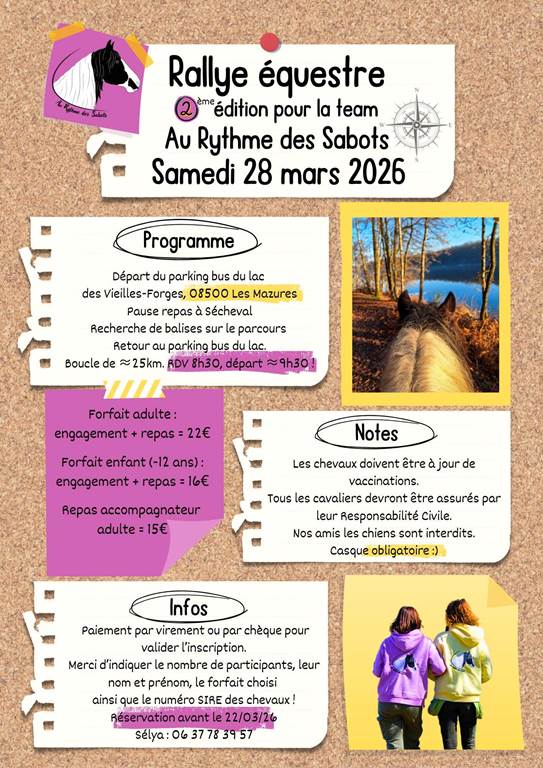 Rallye équestre Lac des Vieilles Forges Les Mazures 2026-03-28 Rallye équestre