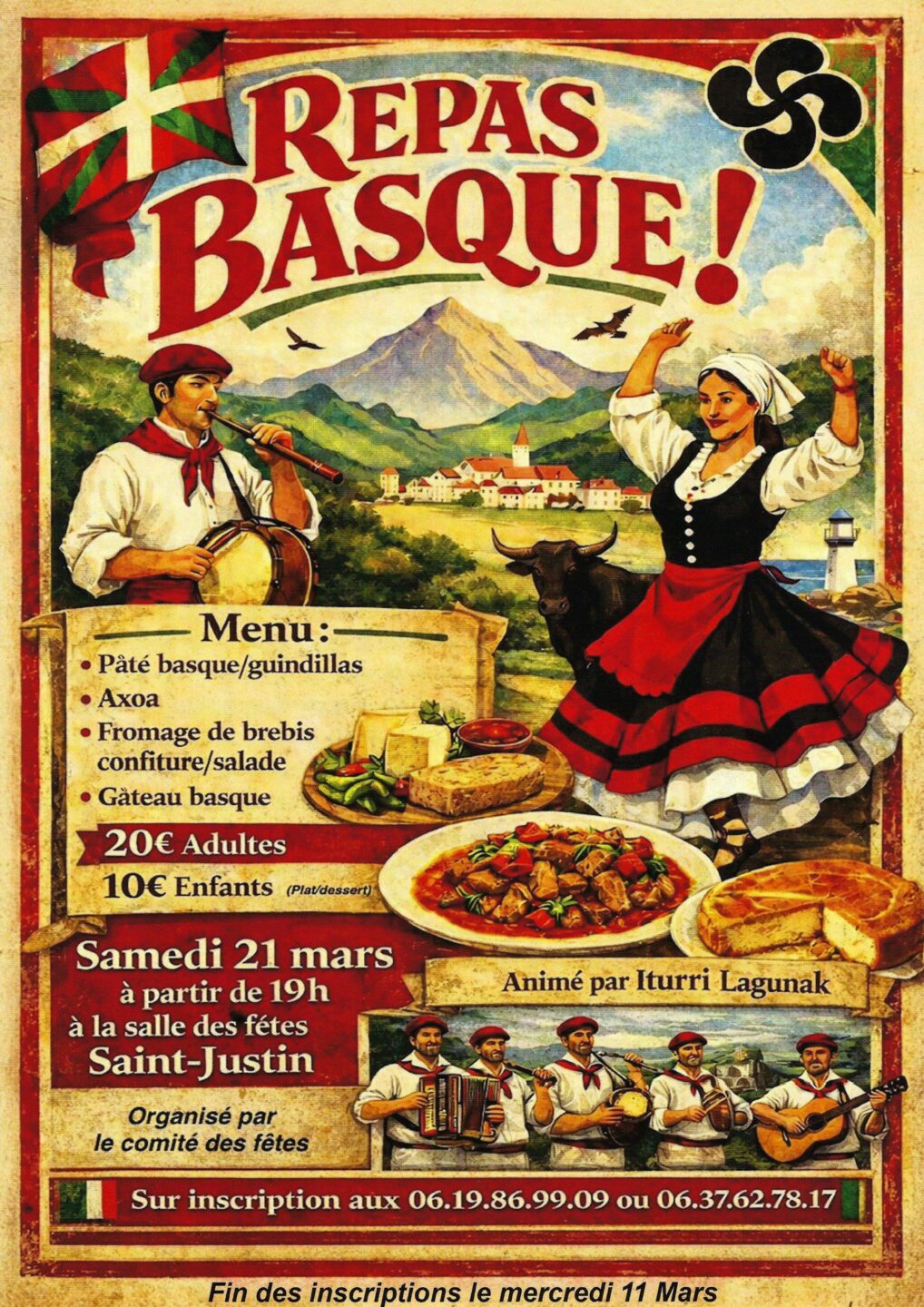 Repas basque Foyer Municipal Saint-Justin 2026-03-21 Repas basque