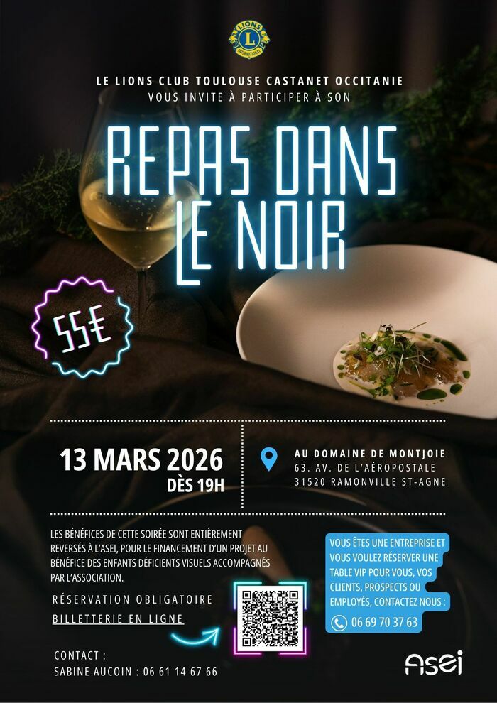 Repas dans le noir - 5e édition Domaine de Montjoie Ramonville-Saint-Agne