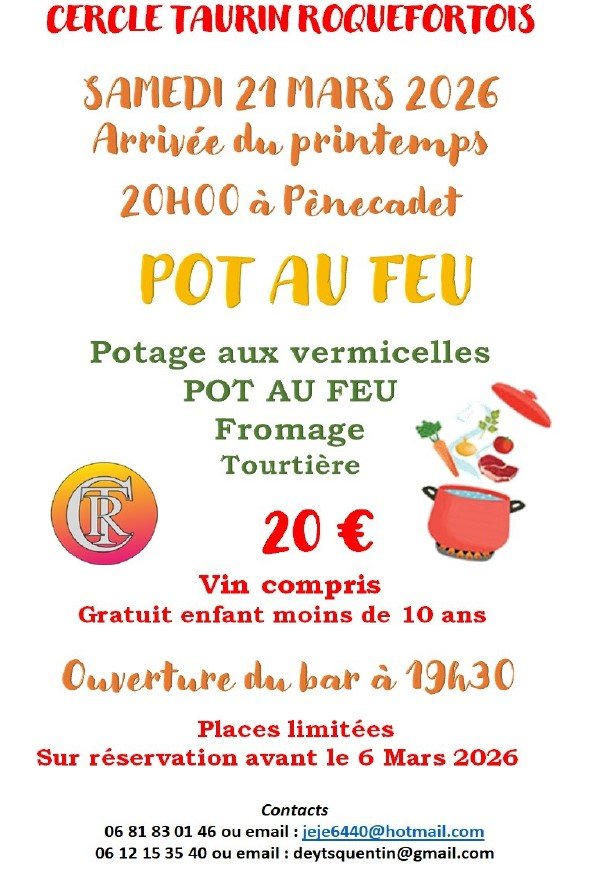 Repas Poule au pot 177 Rue Hubert Crohare Roquefort 2026-03-21 Repas Poule au pot