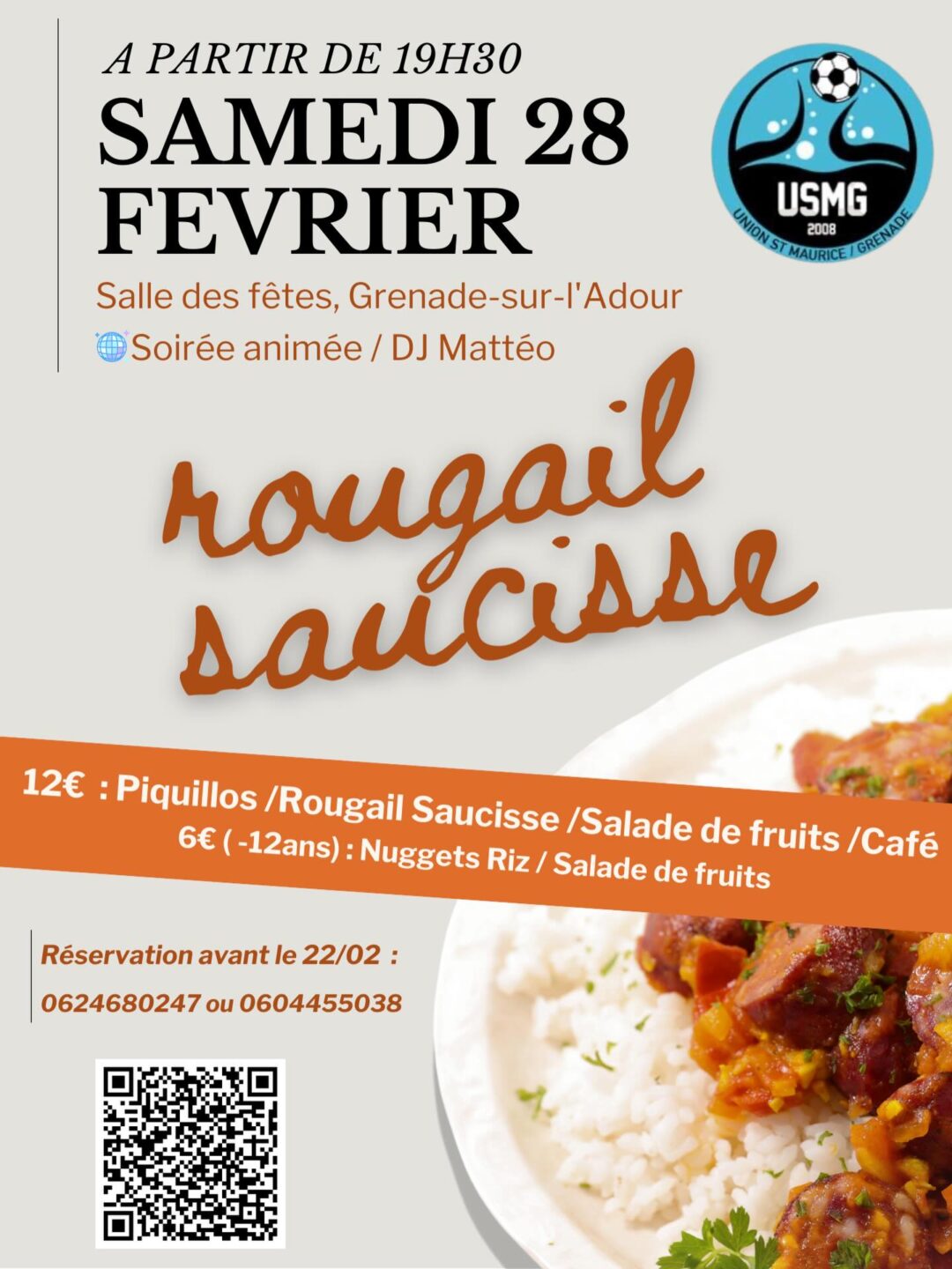 Repas Rougail saucisse USMG