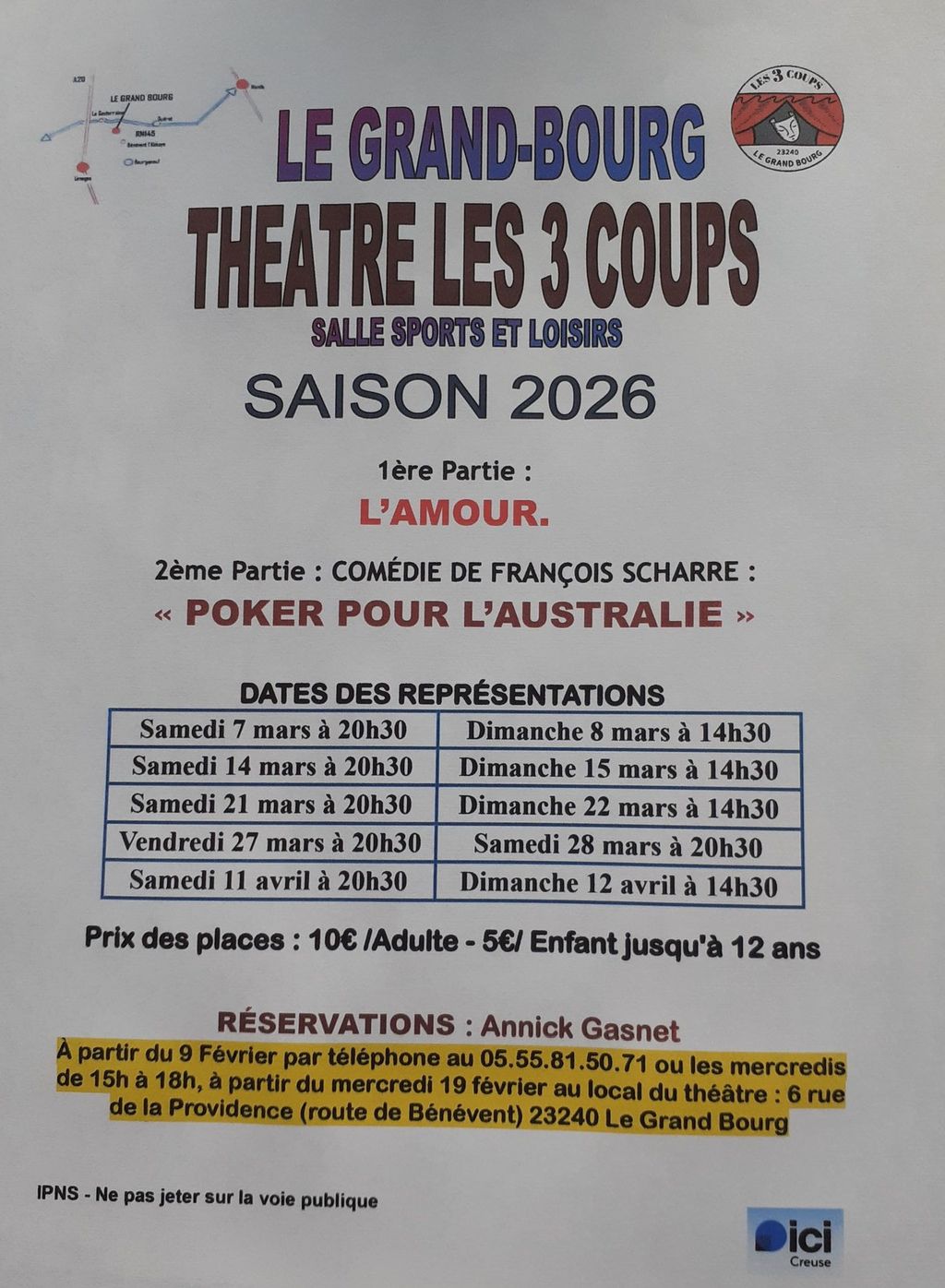 Représentation Théâtrale par l'Association Les Trois Coups