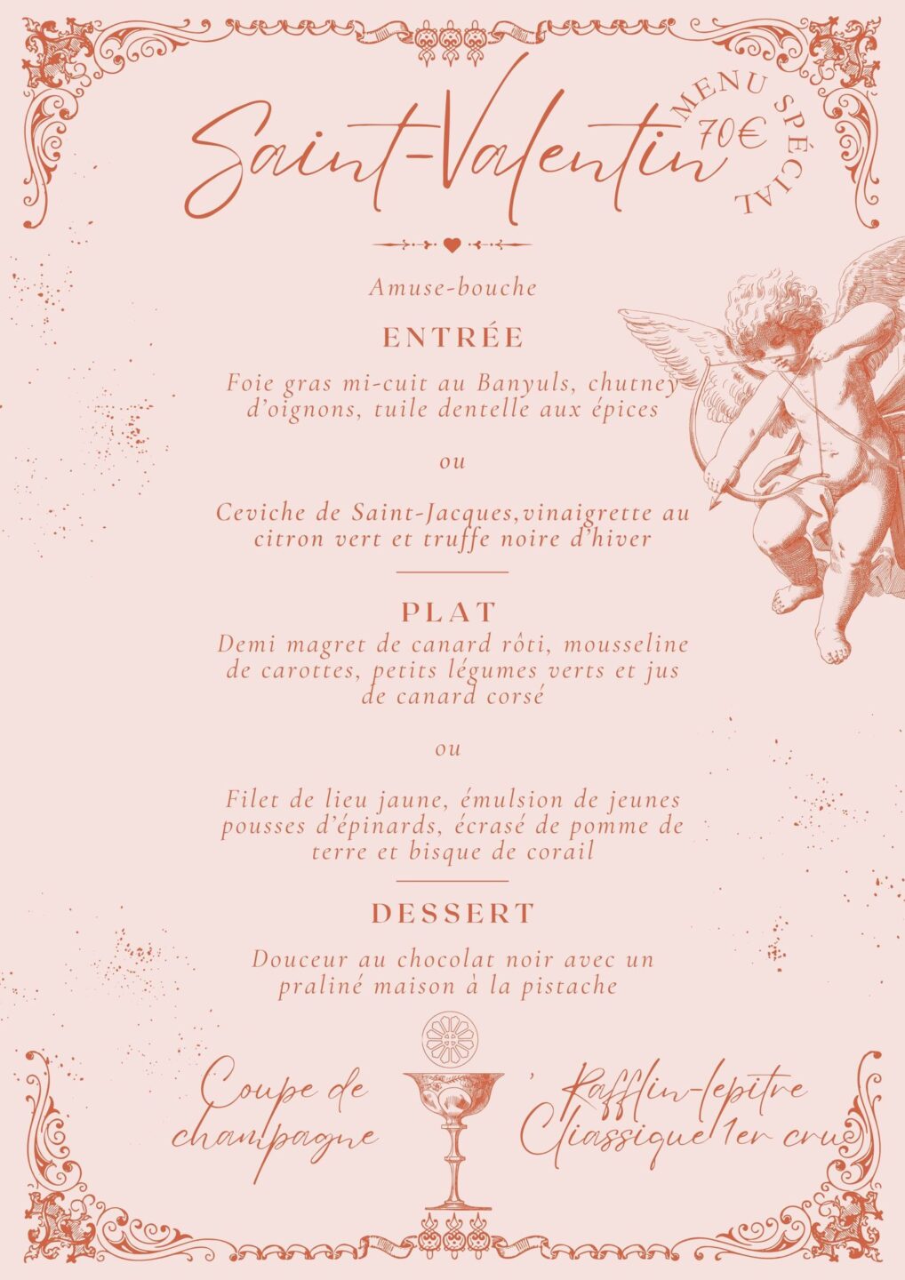 Restaurant Le Prieuré Repas de la Saint Valentin