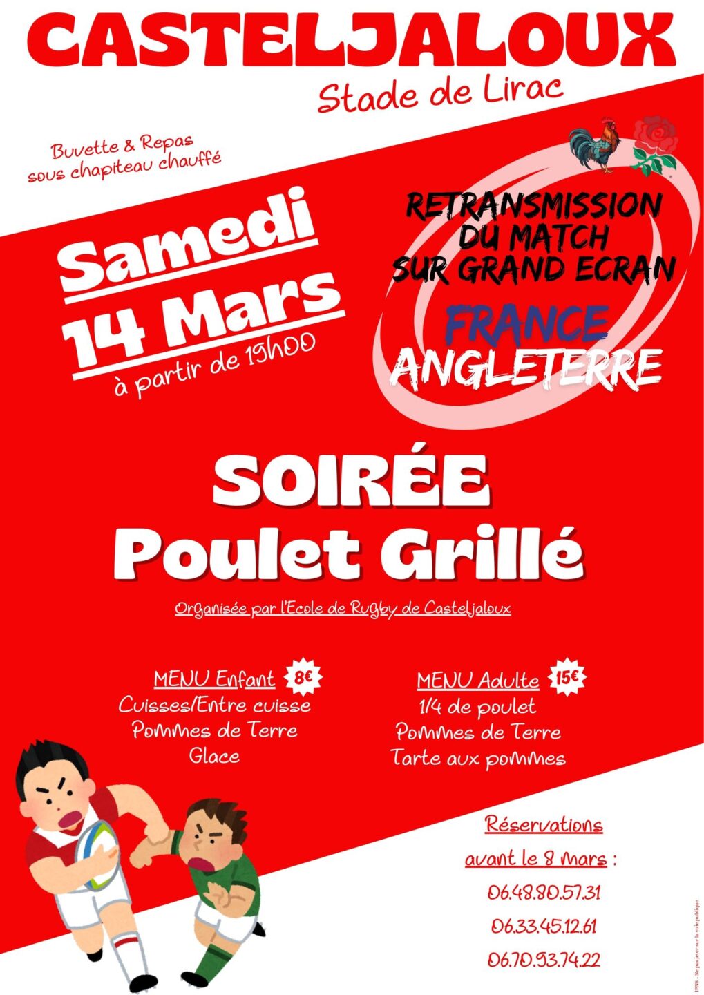 Retransmission du match sur grand écran Stade de Lirac Casteljaloux 2026-03-14 Retransmission du match sur grand écran