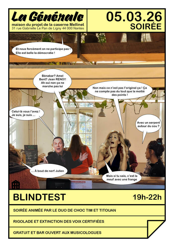Soirée Blindtest Caserne Mellinet/La Générale