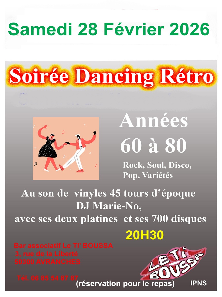 Soirée dancing rétro 3 rue de la liberté Avranches 2026-02-28 Soirée dancing rétro