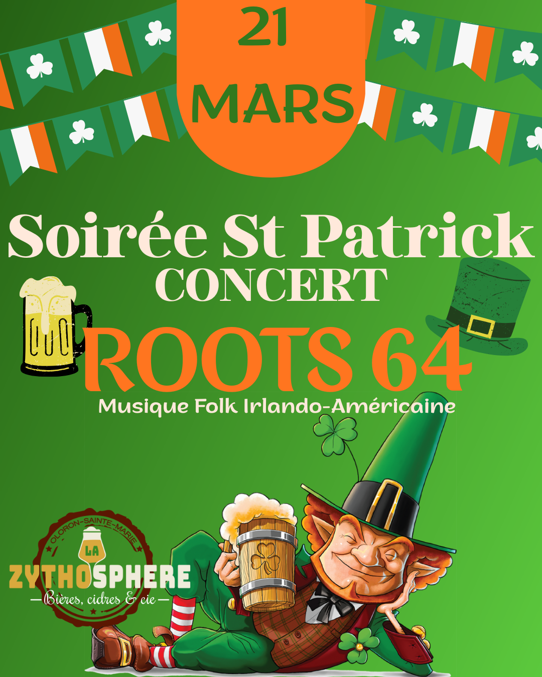 Soirée St Patrick concert des Roots 64