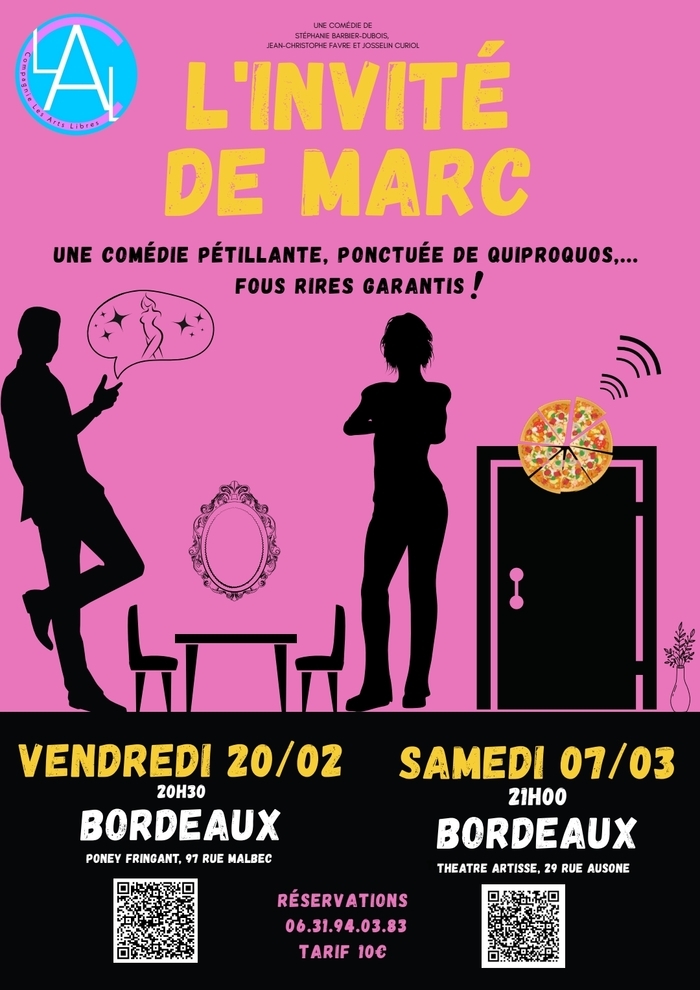 Spectacle de théâtre : la comédie L'INVITE DE MARC à Bordeaux Théâtre Artisse Bordeaux