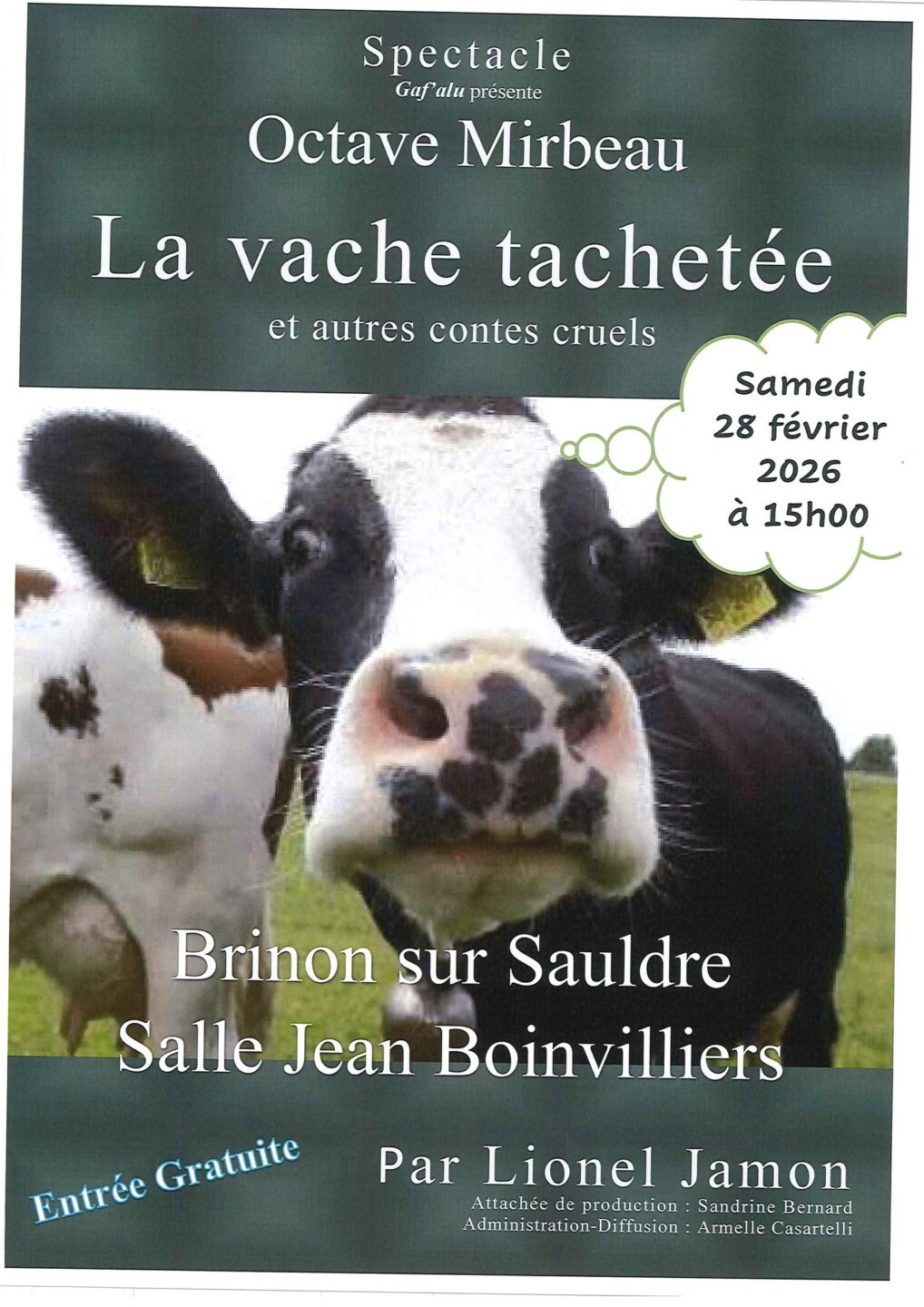 Spectacle La vache tachetée et autres contes cruels