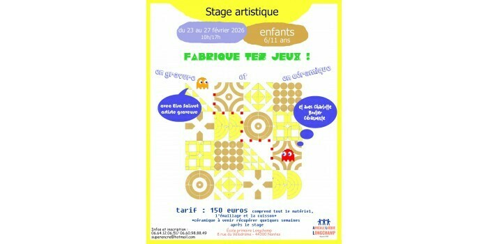 Stage artistique céramique et gravure pour enfants - Association Süper Encre Primaire Longchamp Nantes