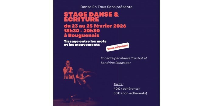 Stage de danse et écriture - Association Danse En Tout Sens Piano'cktail Bouguenais