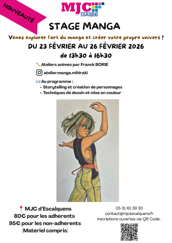 Stage de manga tous niveaux sur 4 jours (3h par jour) MJC Escalquens Escalquens