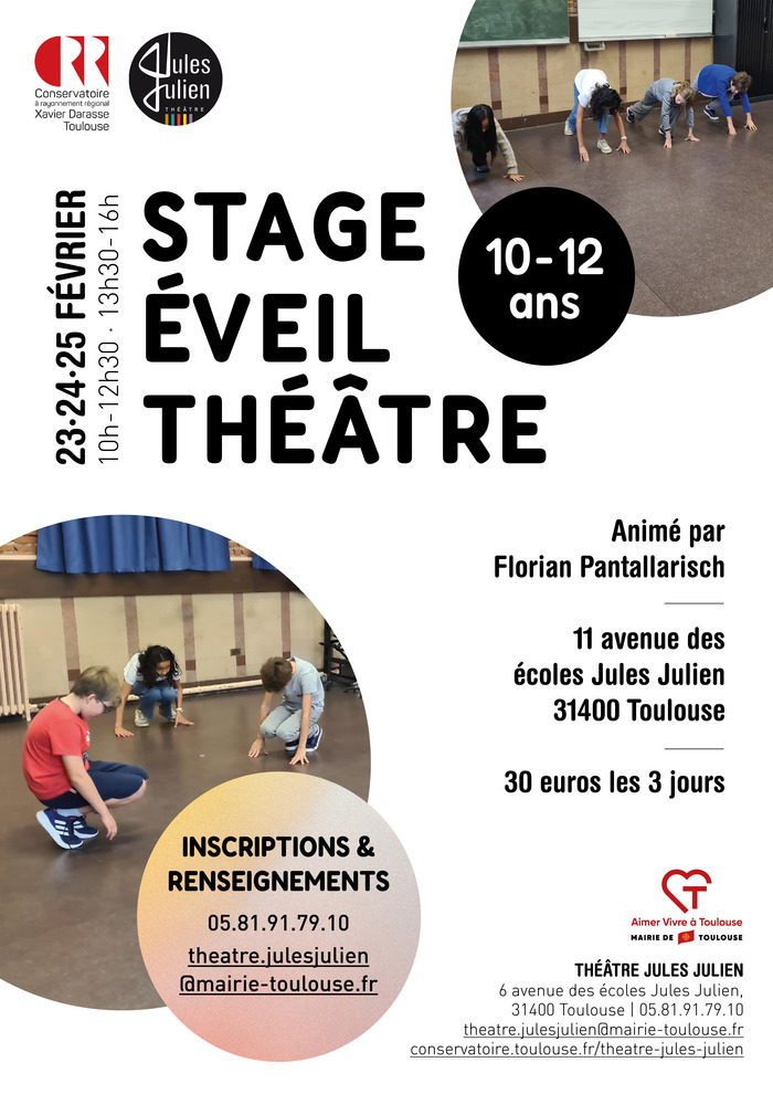 Stage éveil de théâtre pour les 10-12 ans - Complet Théâtre Jules Julien Toulouse