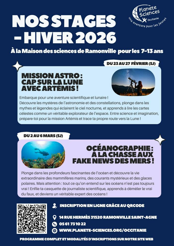 Stages scientifiques à Ramonville - hiver 2026 La maison des sciences Ramonville-Saint-Agne