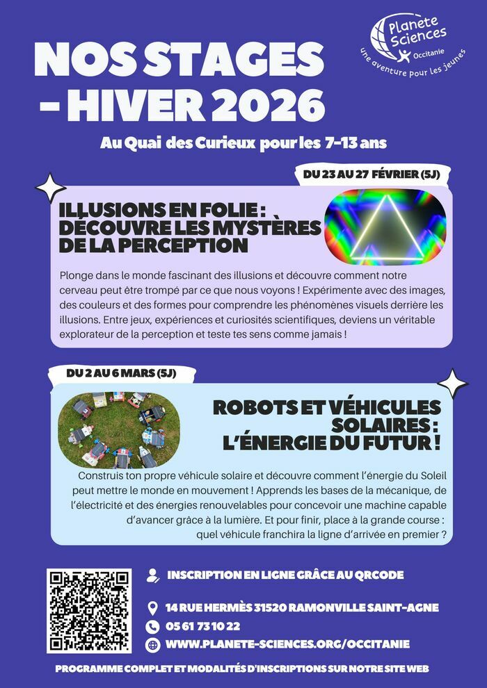 Stages scientifiques à Toulouse - hiver 2026 Quai des Savoirs Toulouse