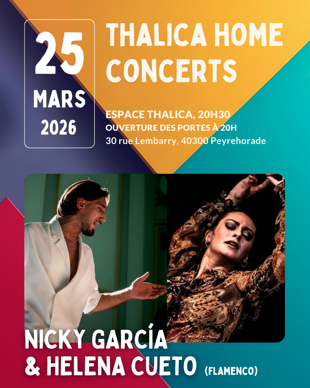 Thalica Home Concerts: Nicky García et Helena Cueto 30 Rue Lembarry Peyrehorade 2026-03-25 Thalica Home Concerts: Nicky García et Helena Cueto