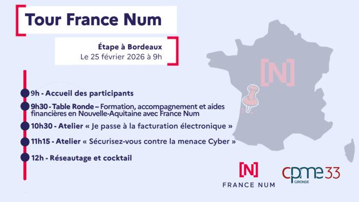 Tour France Num à Bordeaux le 25 février 2026 Campus Cyber Nouvelle-Aquitaine Pessac