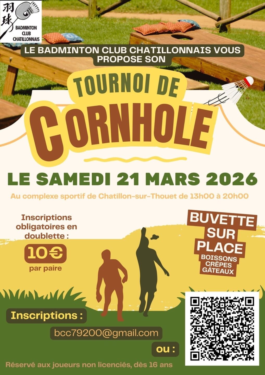 Tournoi de cornhole 31 Avenue Antoine de Saint-Exupéry Châtillon-sur-Thouet 2026-03-21 Tournoi de cornhole